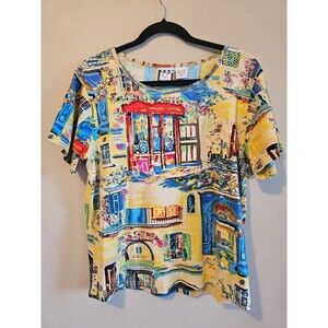 XL Take Two Embellished Graphic, European city scene, yellow, short sleeve